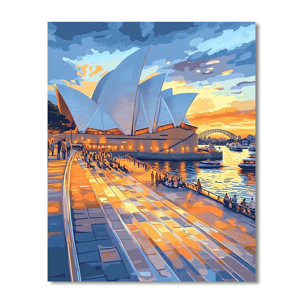 Sunset Glow On The Sydney Opera House Steps Sydney Australia Painting by numbers kit