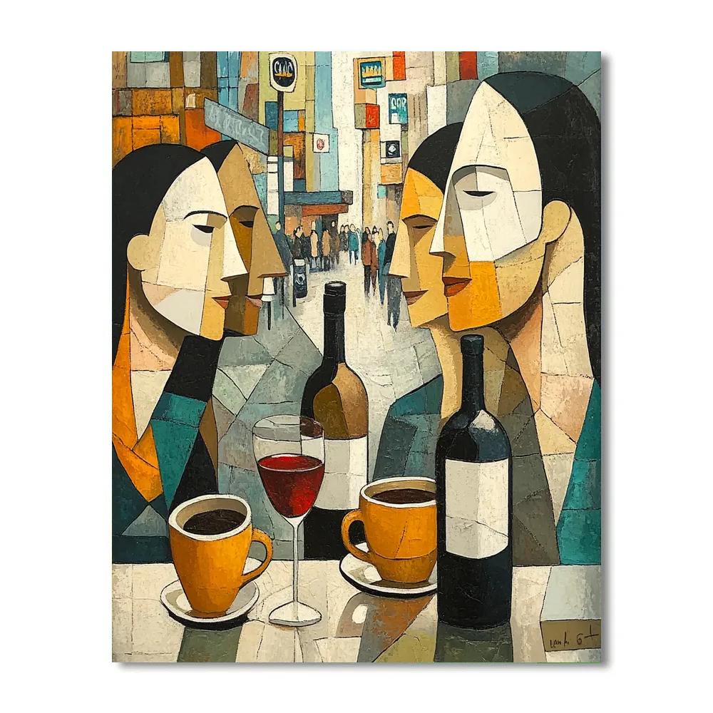 Pablo Picasso Inspired Abstract Cafe Friends Number painting