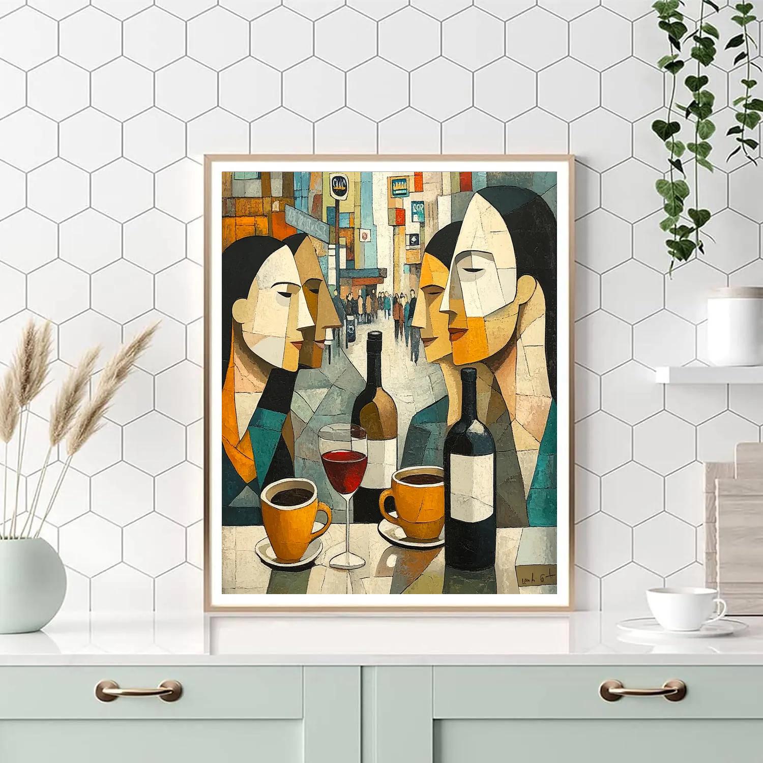 Pablo Picasso Inspired Abstract Cafe Friends Number painting