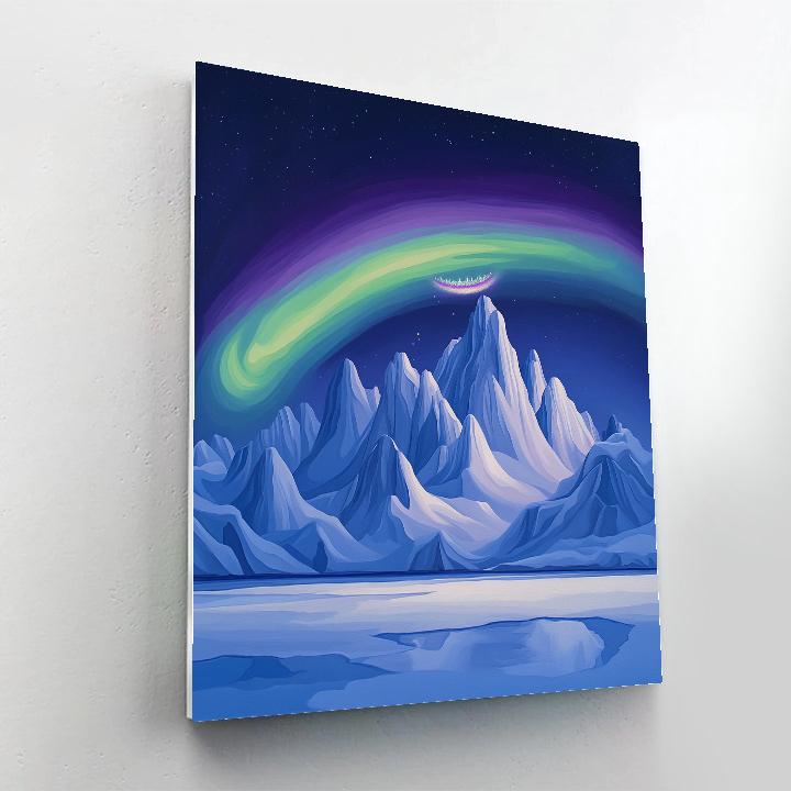 Lawren Harris Inspired Aurora Crown Over Silent Peaks Number painting