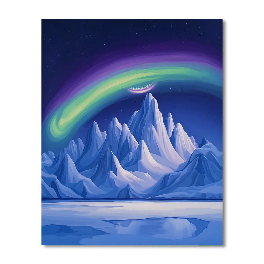 Lawren Harris Inspired Aurora Crown Over Silent Peaks Number painting