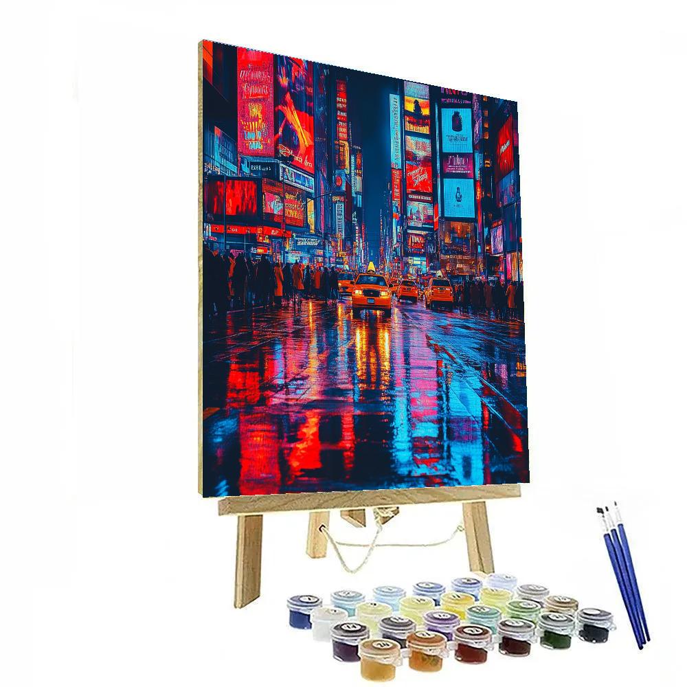 Neon Canyon At Times Square After Rain New York City United States Paint by numbers art