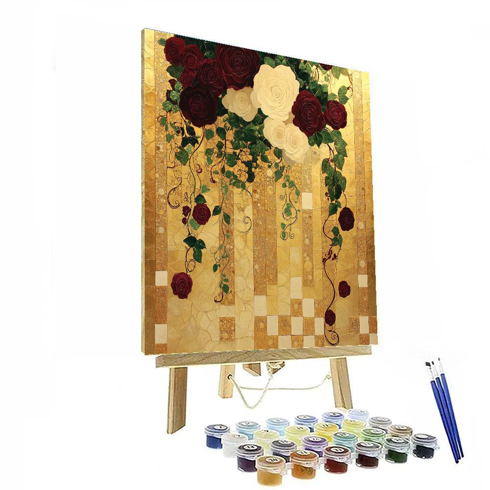 Gustav Klimt Inspired Golden Rose Garden paint by numbers