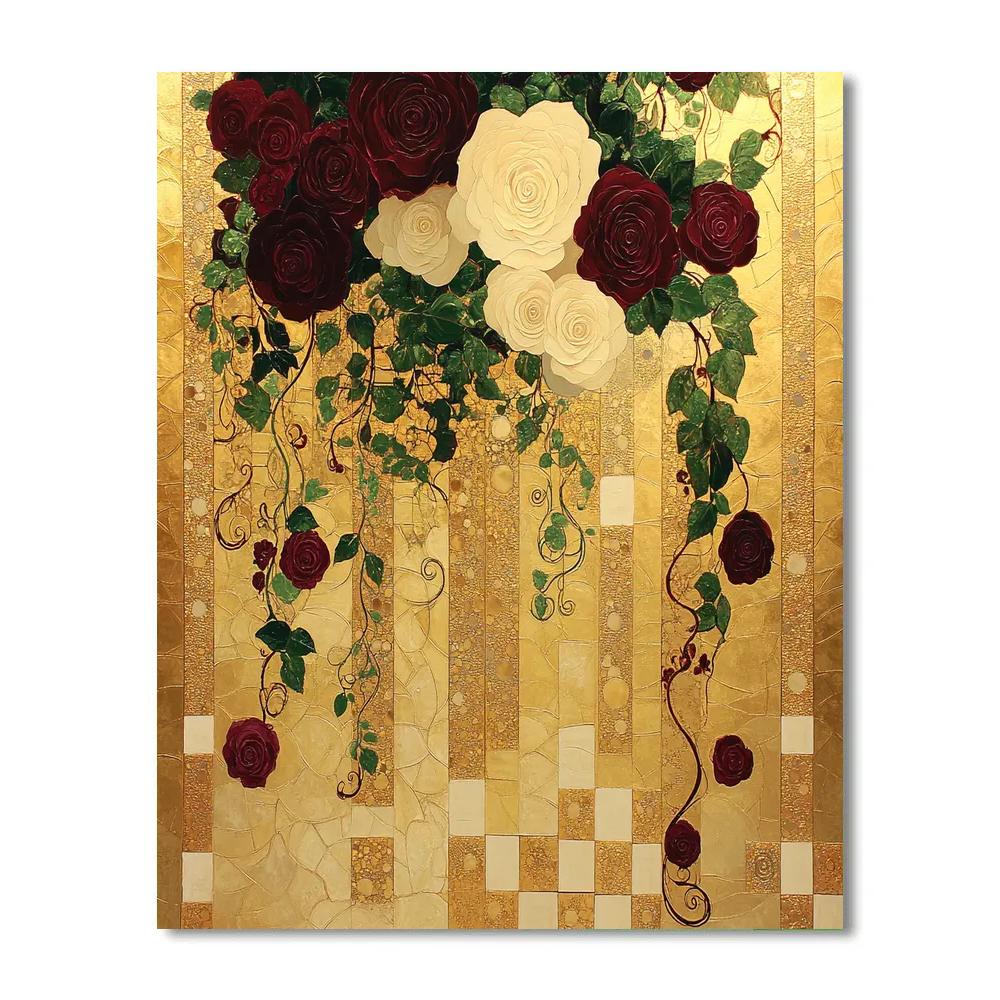 Gustav Klimt Inspired Golden Rose Garden paint by numbers