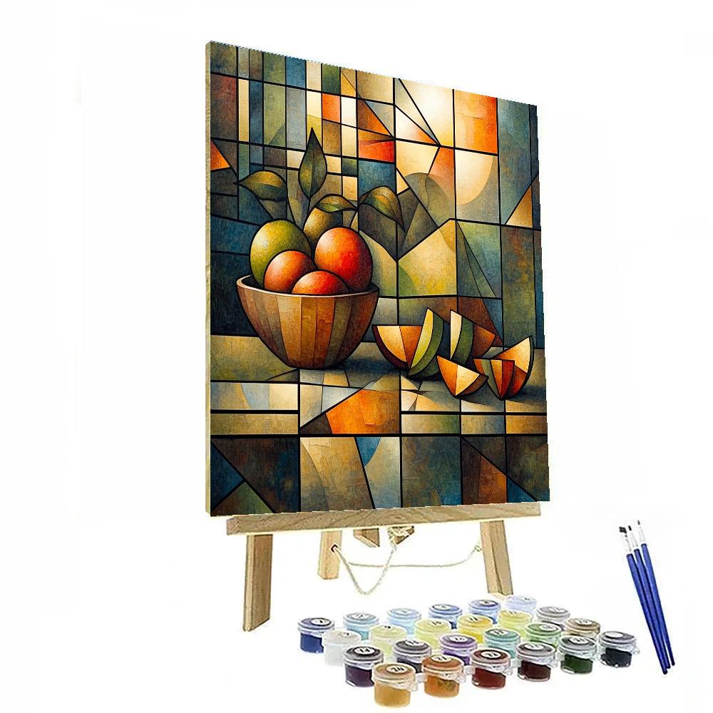 Pablo Picasso Inspired Prismatic Orchard Still Life paint by color