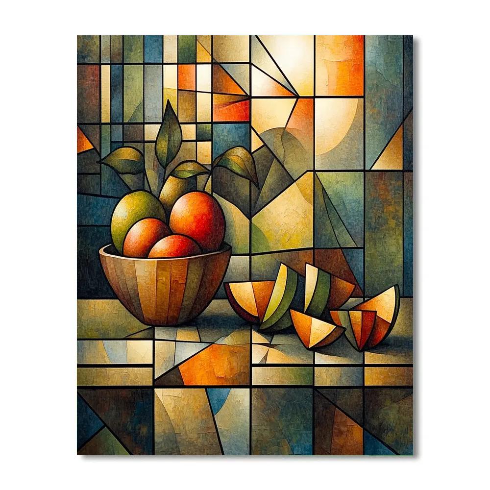 Pablo Picasso Inspired Prismatic Orchard Still Life paint by color