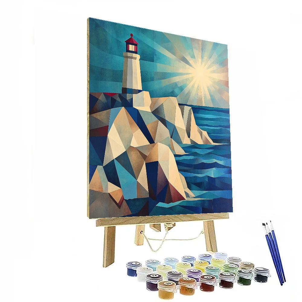 Pablo Picasso Inspired Cubist Coastal Cliff And Lighthouse Symbol Paint by numbers kits