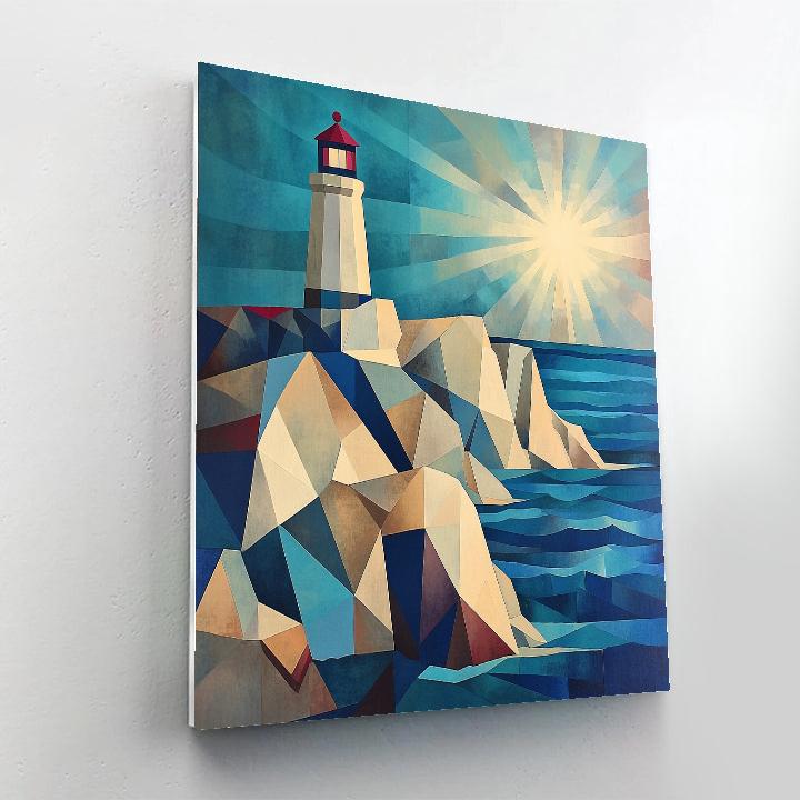 Pablo Picasso Inspired Cubist Coastal Cliff And Lighthouse Symbol Paint by numbers kits