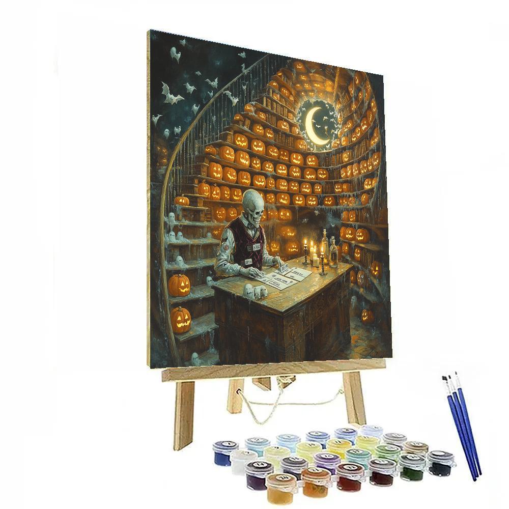 Lantern Library With Haunted Margins paint by numbers