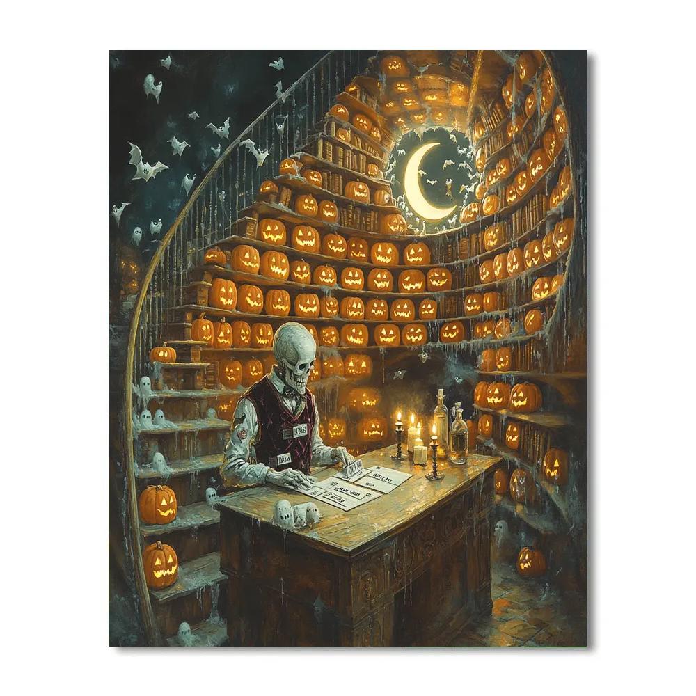 Lantern Library With Haunted Margins paint by numbers