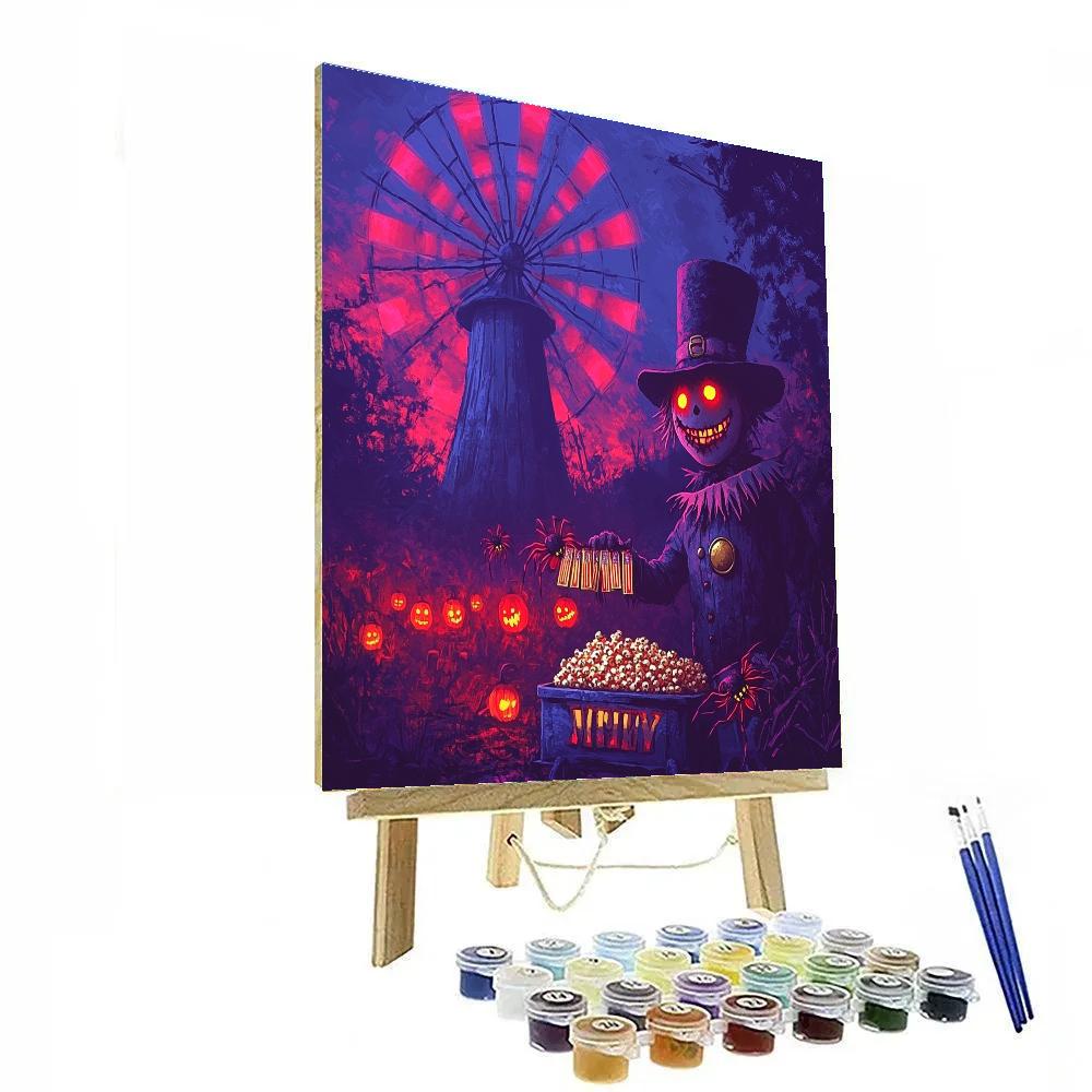 Spooky Windmill Carnival DIY paint by numbers
