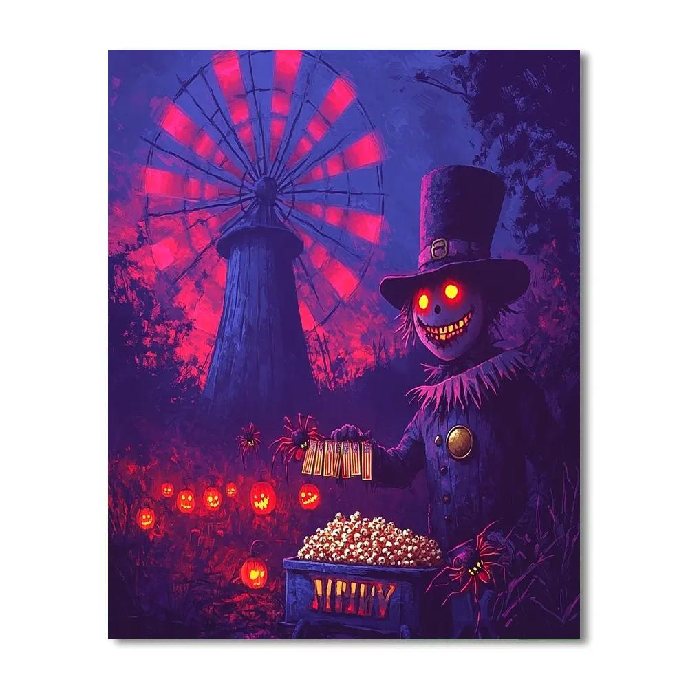 Spooky Windmill Carnival DIY paint by numbers