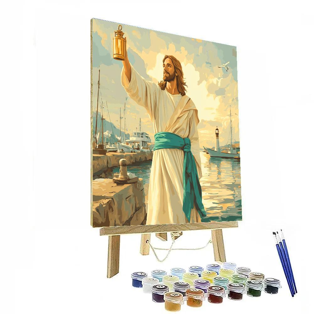 Jesus Lantern Keeper Of The Harbor Dawn Paint by numbers art