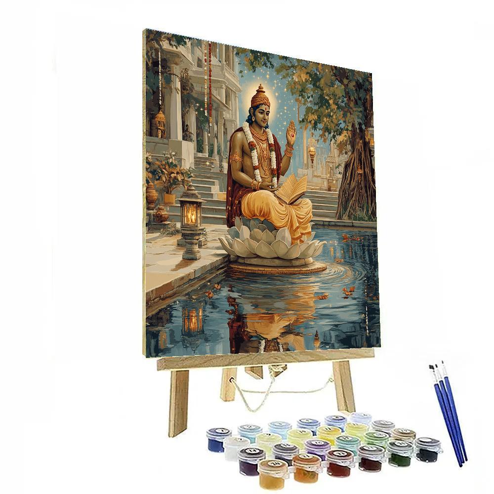 River Courtyard With Brahma Reflection paint by numbers