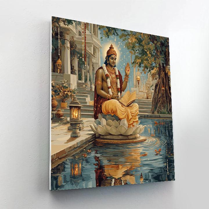 River Courtyard With Brahma Reflection paint by numbers