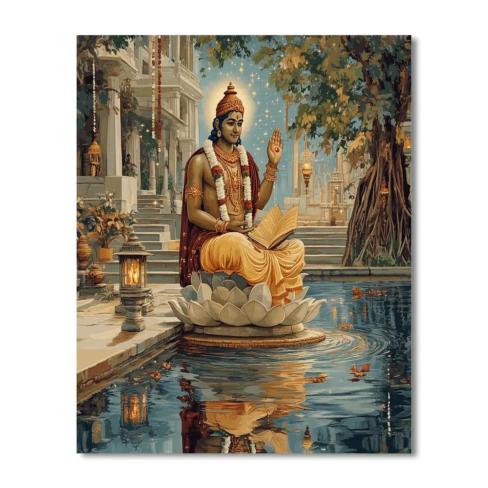 River Courtyard With Brahma Reflection paint by numbers