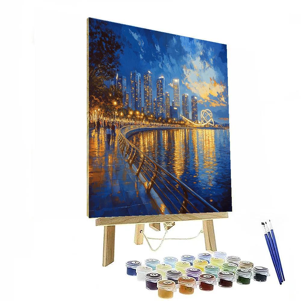 Riverwalk Lights Along The Singapore Marina Bay Promenade Singapore paint by numbers