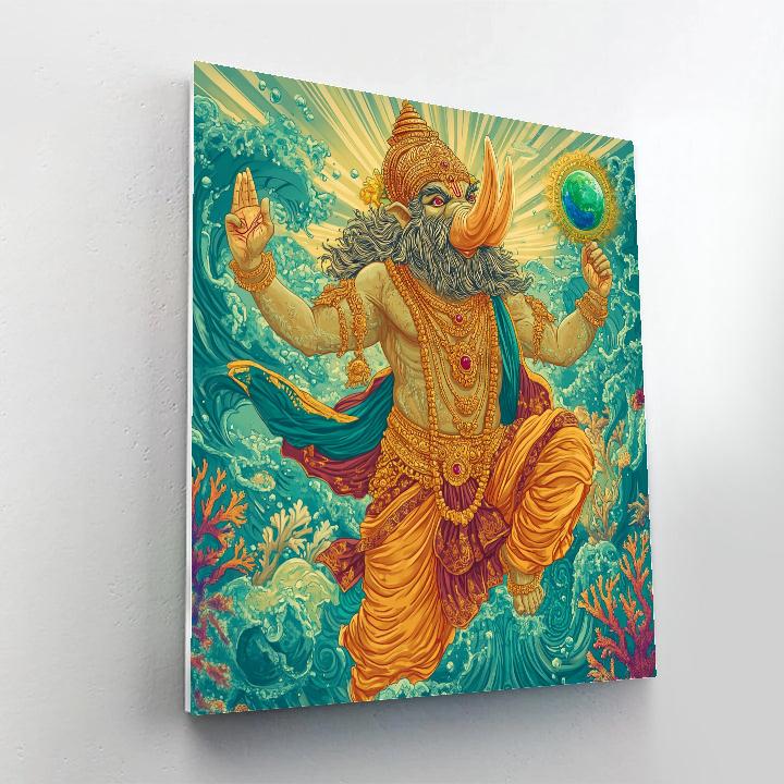 Varaha Lifting The Earth Sphere Painting by numbers kit