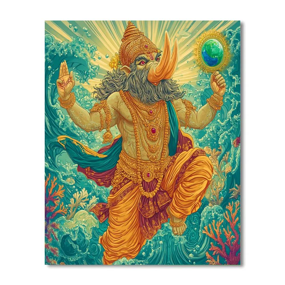 Varaha Lifting The Earth Sphere Painting by numbers kit