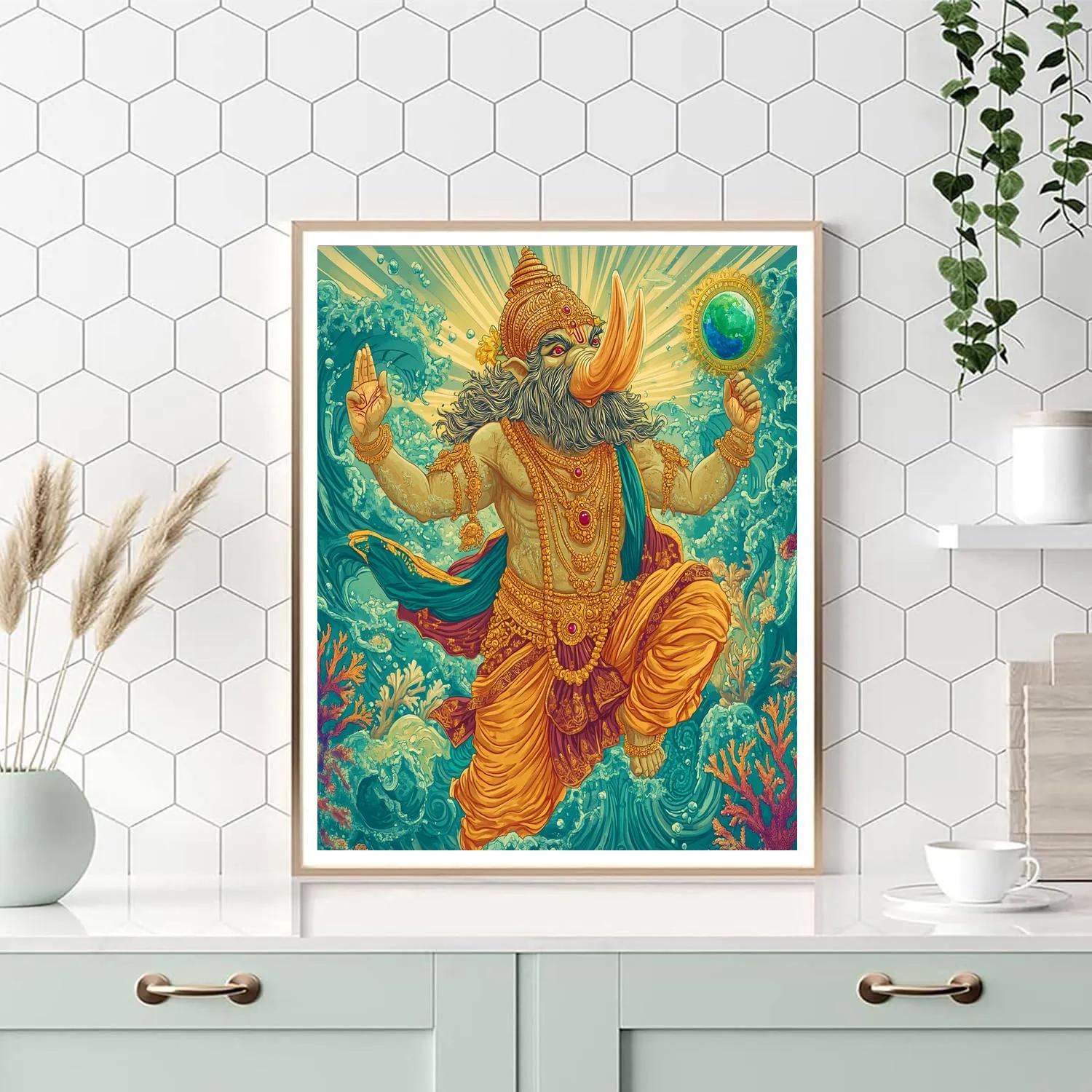 Varaha Lifting The Earth Sphere Painting by numbers kit