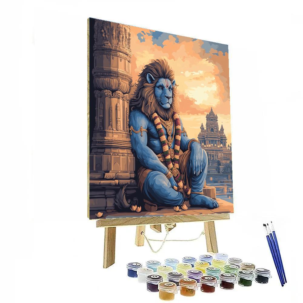 Narasimha Under The Twilight Pillar Painting by numbers kit