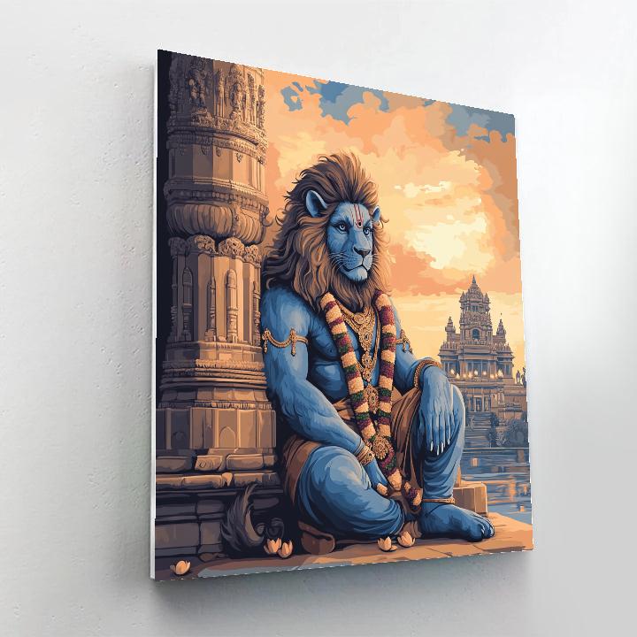 Narasimha Under The Twilight Pillar Painting by numbers kit