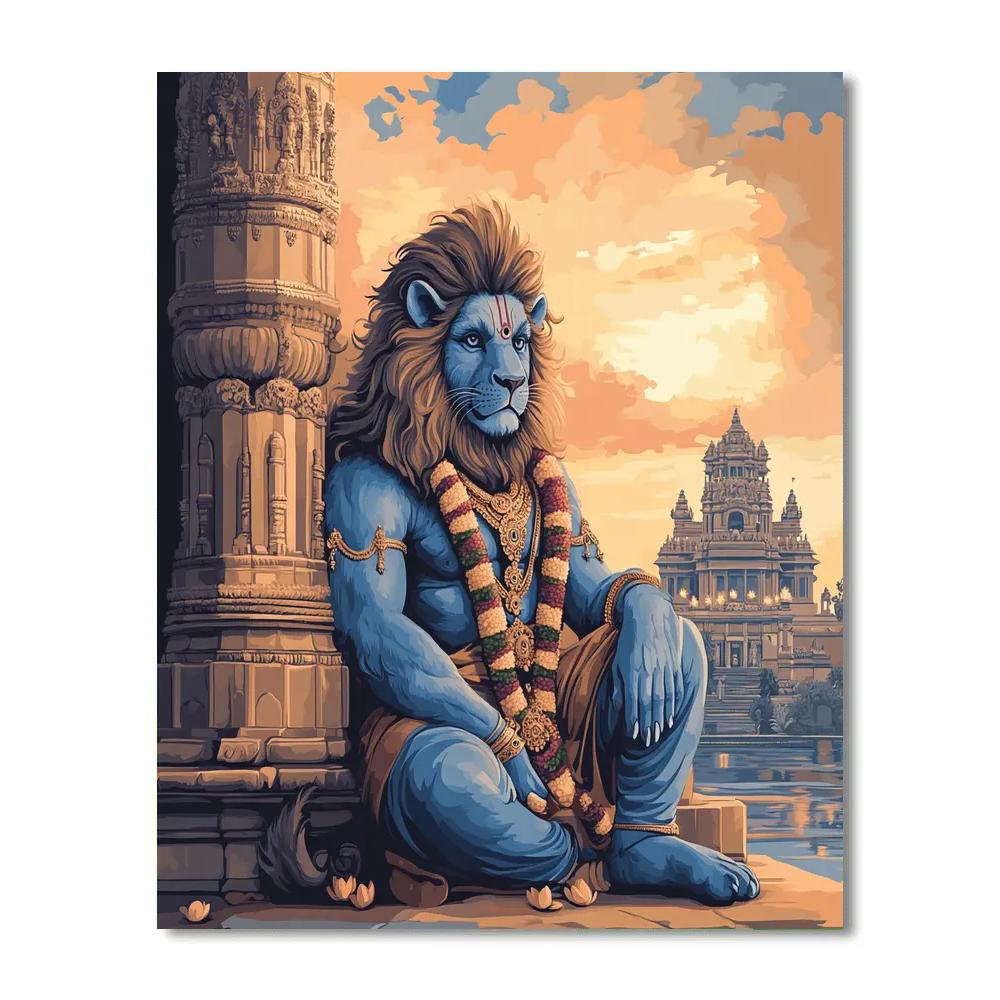 Narasimha Under The Twilight Pillar Painting by numbers kit