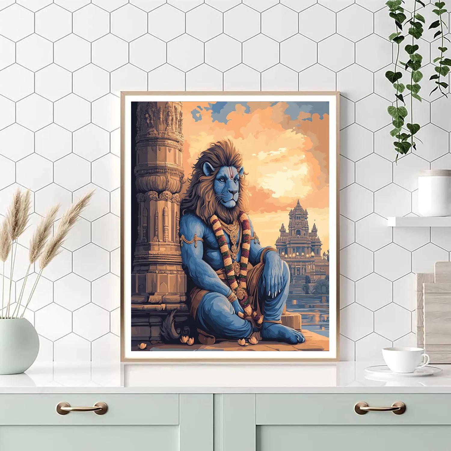 Narasimha Under The Twilight Pillar Painting by numbers kit