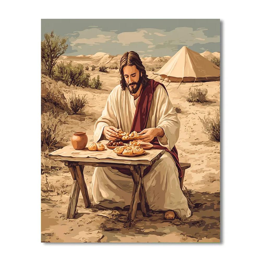 Bread Shared With Jesus At The Desert Table paint by number