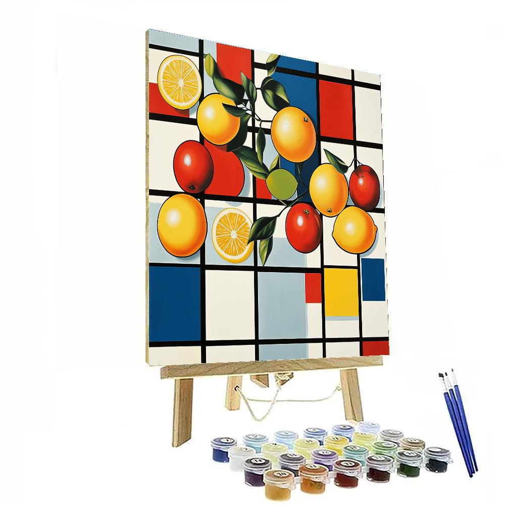 Piet Mondrian Inspired Market Fruit Grid DIY paint by numbers