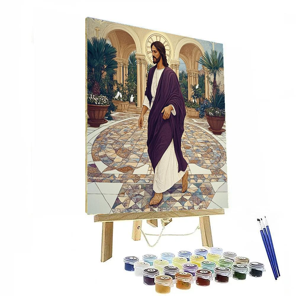 Jesus Crown Of Light Mosaic Walkway Number painting