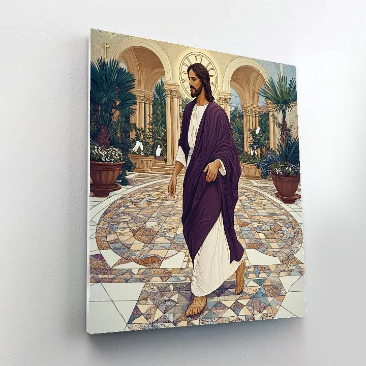 Jesus Crown Of Light Mosaic Walkway Number painting