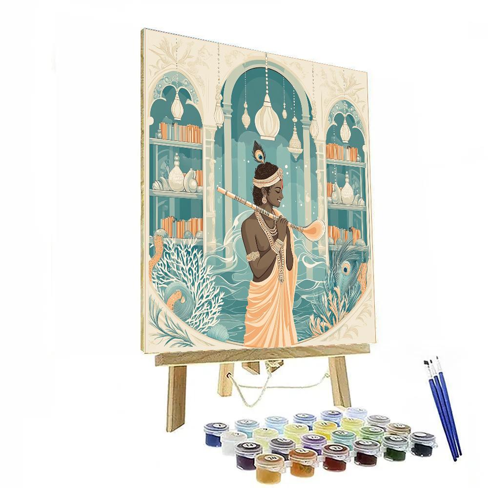 Krishna In The Library Of Singing Shells paint by color