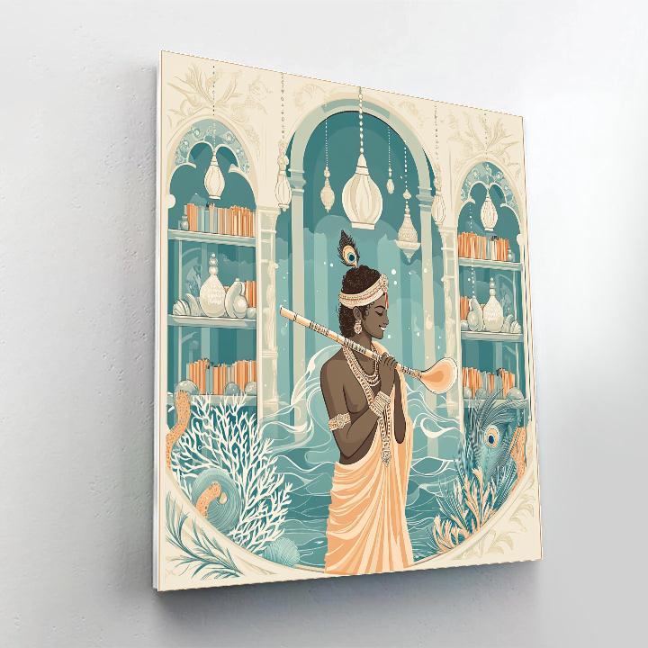 Krishna In The Library Of Singing Shells paint by color