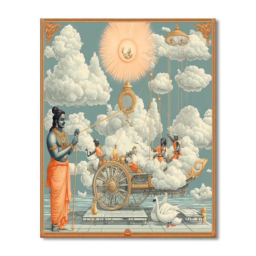 Brahma In Cloud Chariot Workshop paint by color