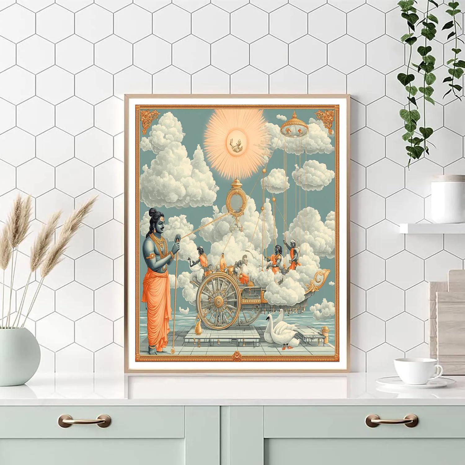 Brahma In Cloud Chariot Workshop paint by color
