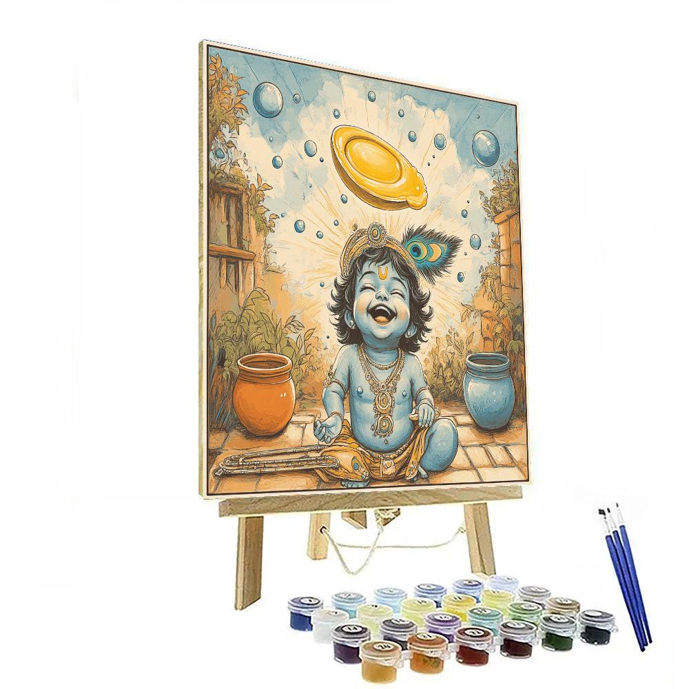 Krishna And The Gravity Defying Butter Ladle paint by number