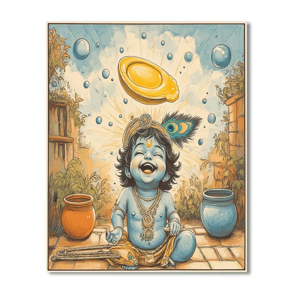 Krishna And The Gravity Defying Butter Ladle paint by number