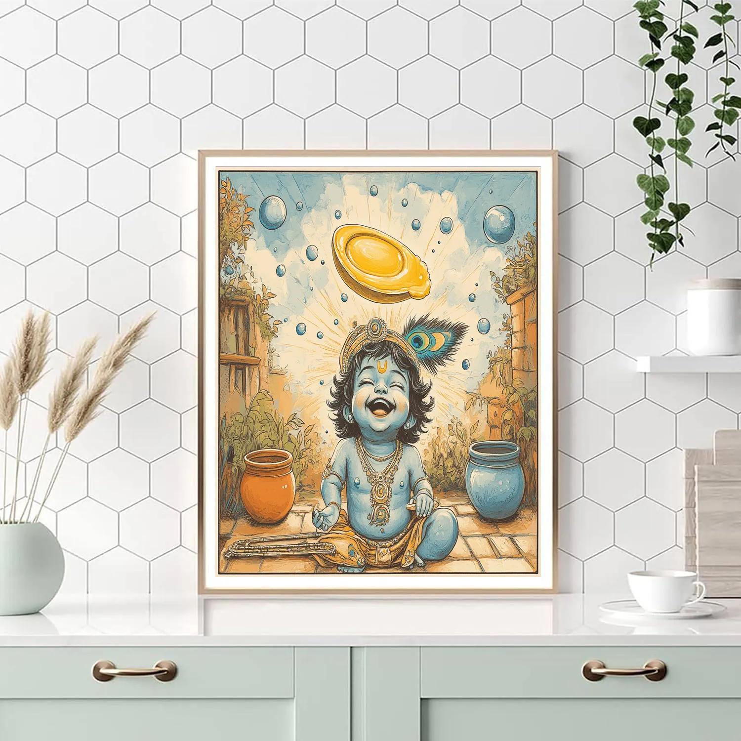 Krishna And The Gravity Defying Butter Ladle paint by number