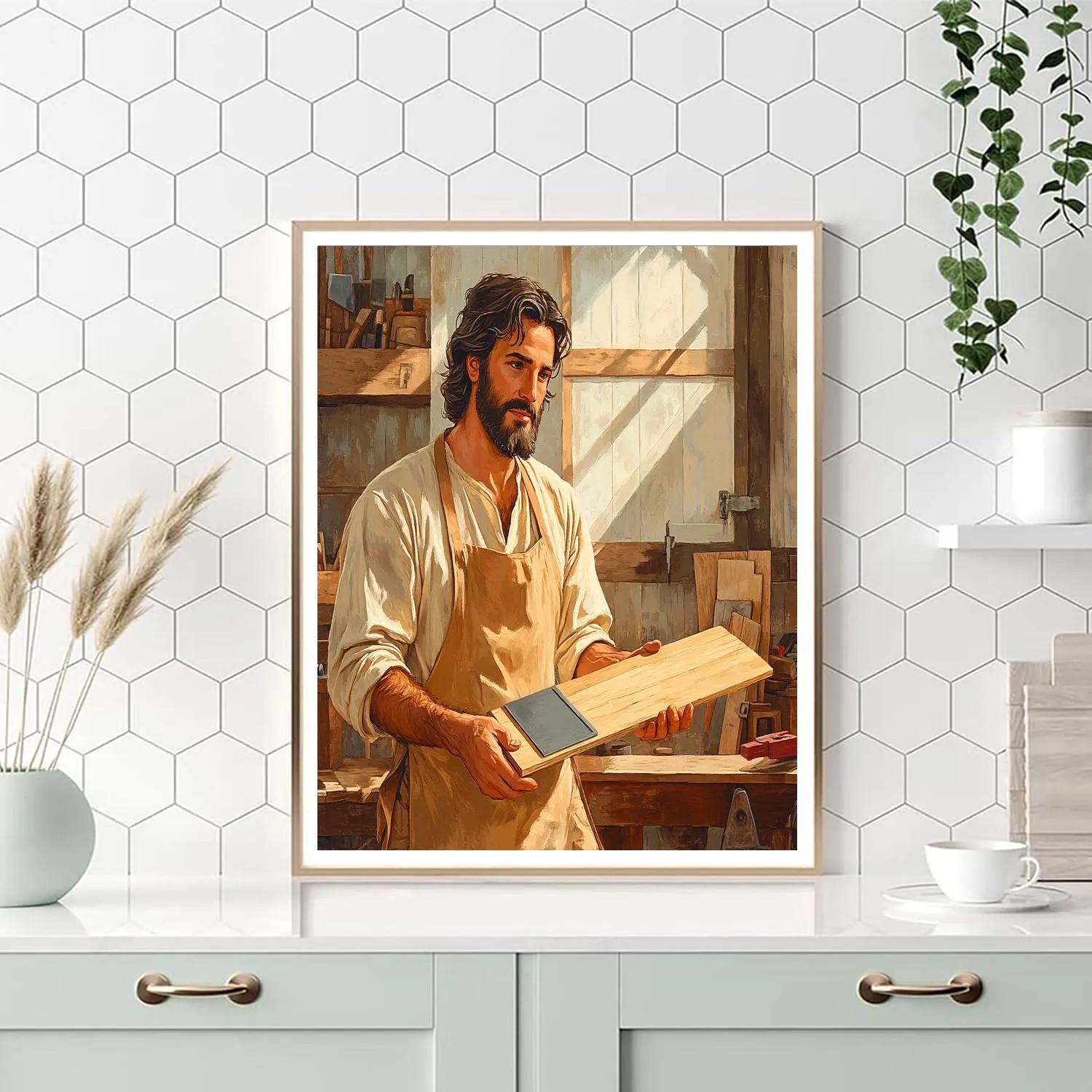 Carpenter Bench With Jesus And The Cedar Plank paint by number