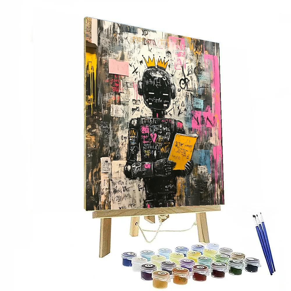 Jean Michel Basquiat Inspired Robot Street Poet Numbered painting kits