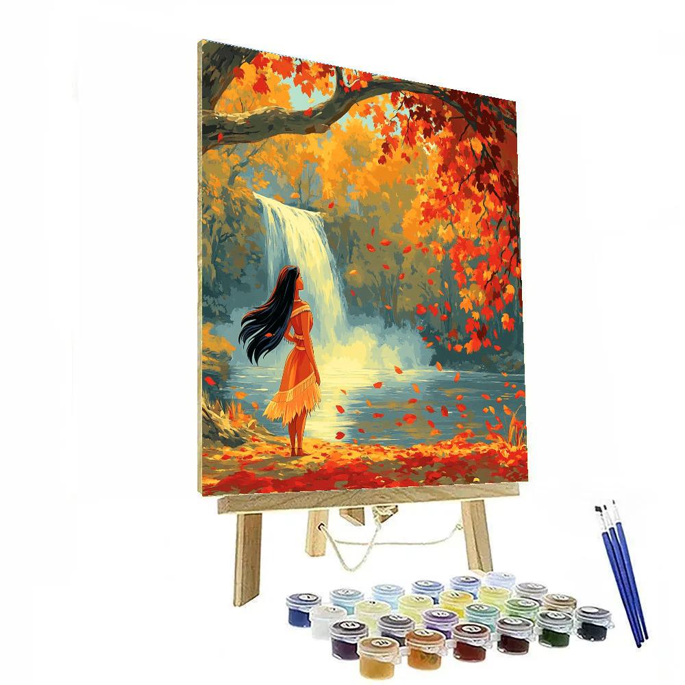 Pocahontas Autumn Leaf River Journey Paint by numbers art
