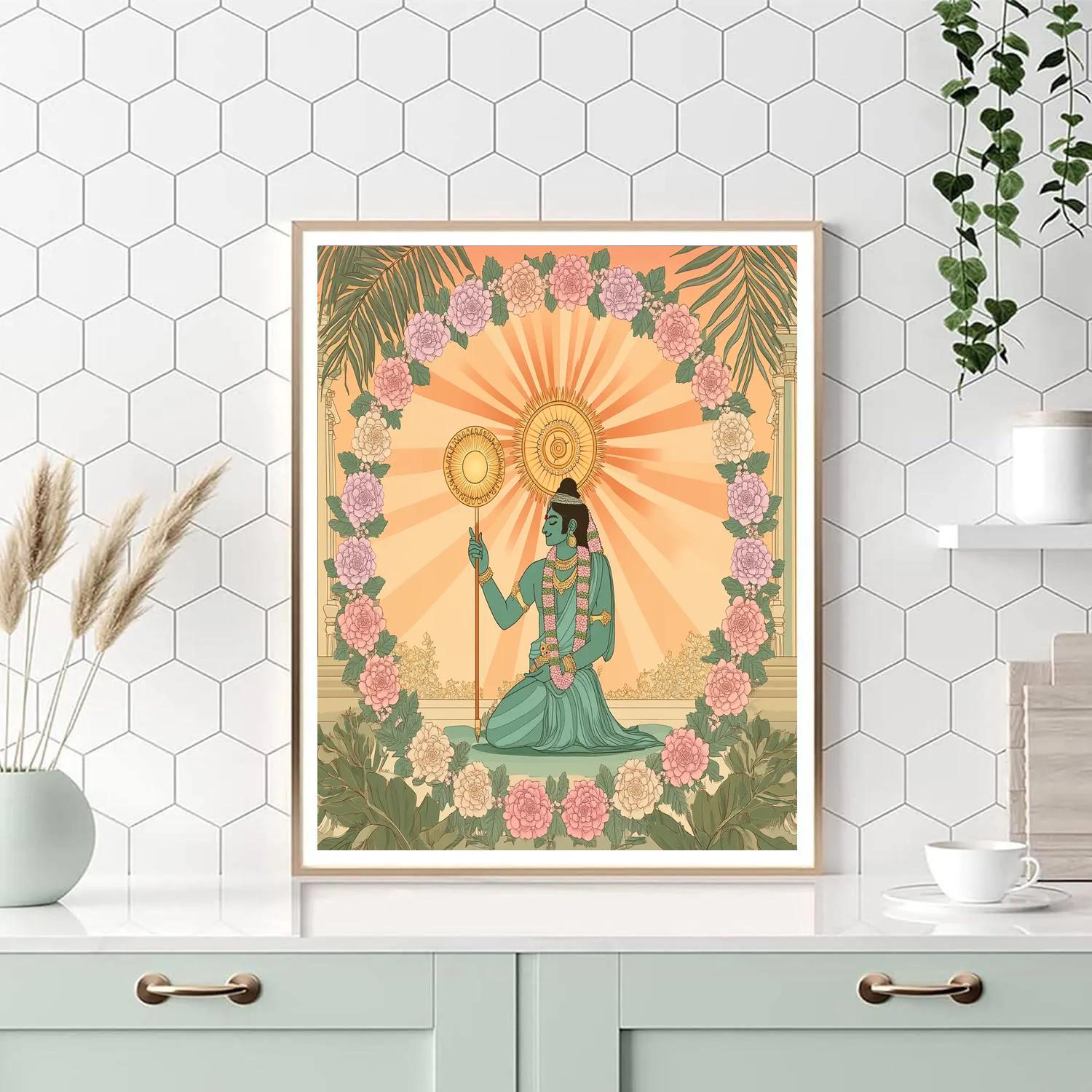 Vishnu And The Spinning Chakra Garden DIY paint by numbers