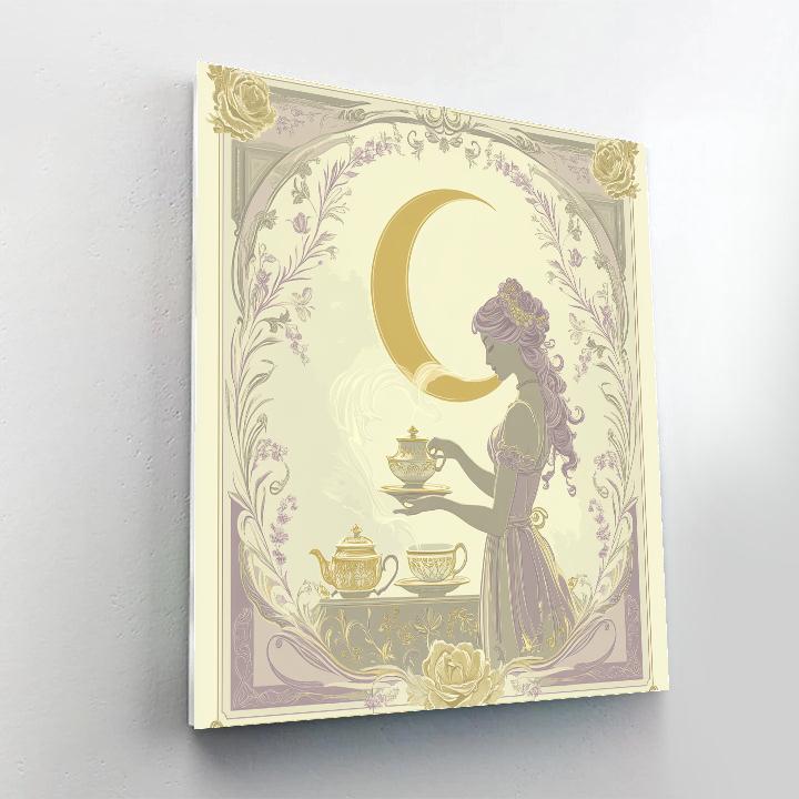 Alphonse Mucha Inspired Moonlit Tea Ceremony Numbered painting kits