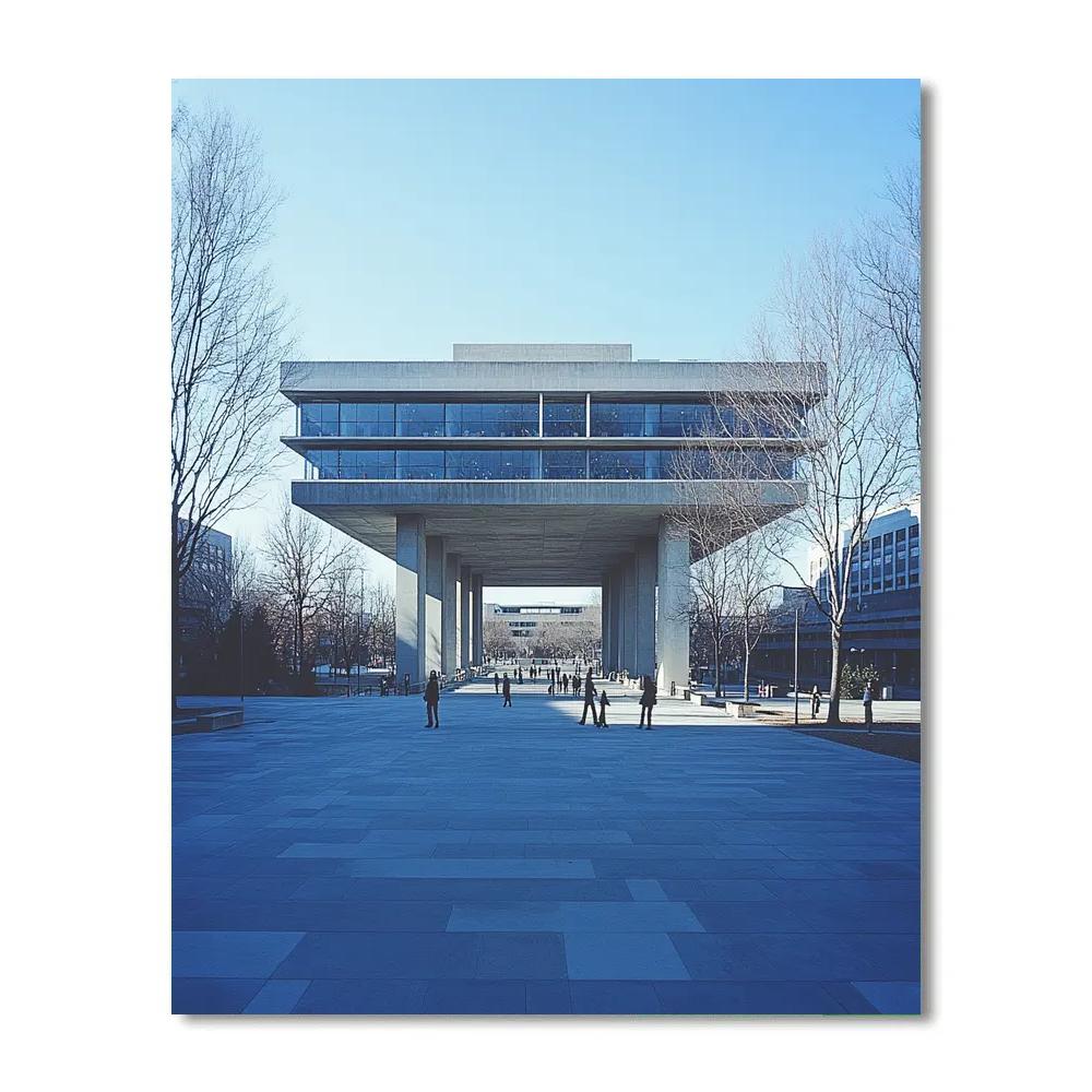 Brutalist Grandeur At The National Library Plaza Buenos Aires Argentina paint by numbers