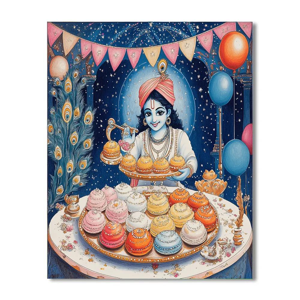 Krishna Hosting A Planetary Janmashtami Feast Paint by numbers art