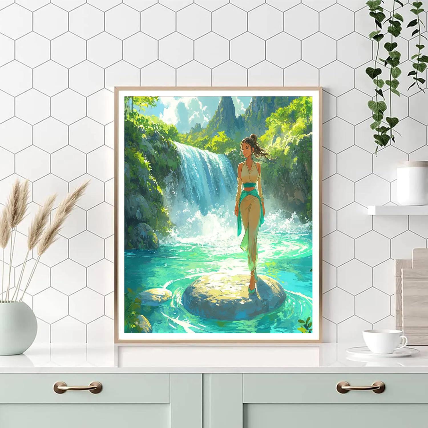Raya Dragon Scale Waterfall Crossing Paint by numbers art