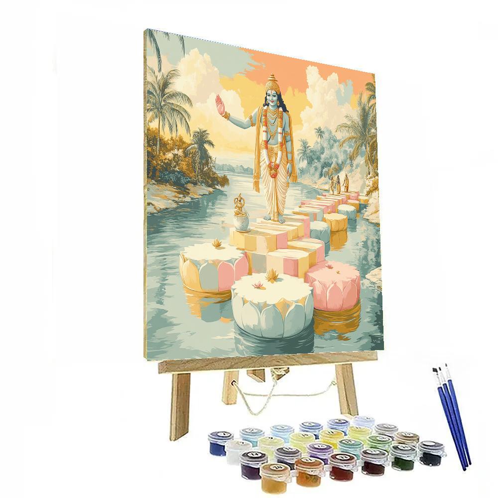 Vishnu At The Bridge Of Floating Lotus Stones Number painting