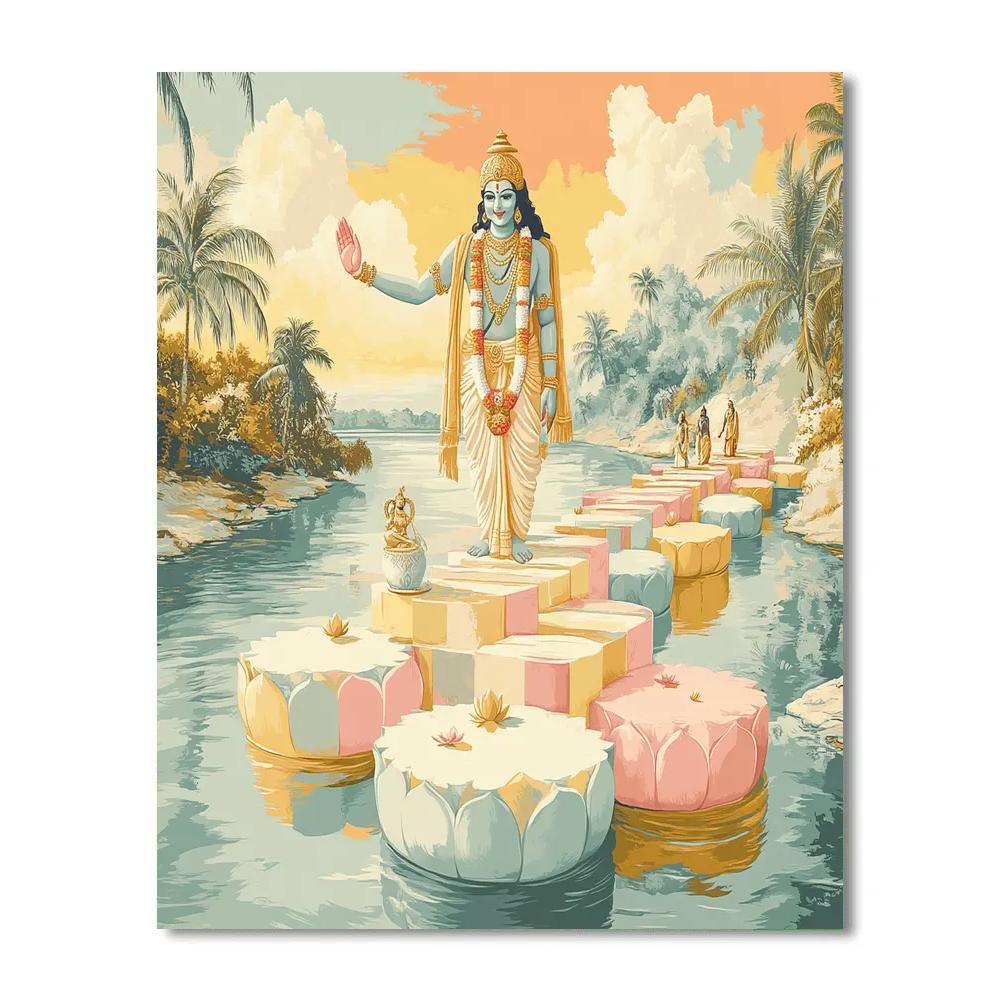 Vishnu At The Bridge Of Floating Lotus Stones Number painting