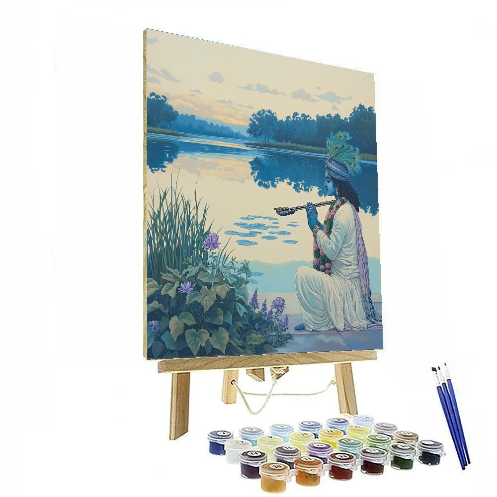 Krishna And The Mirror Lake Of Many Flutes Number painting
